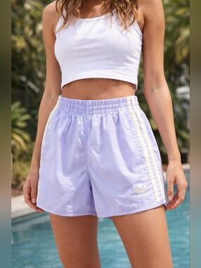 adidas Women’s Lavender 3-Stripes Athletic Shorts